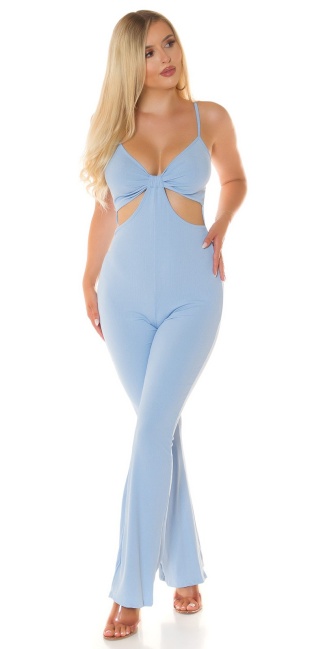 Spaghetti Strap Jumpsuit with Cut-Outs Blue